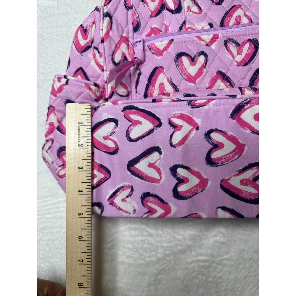NWT Vera Bradley Baby Bag Quilted Cotton Diaper Bag Lavender Pink Painted Hearts